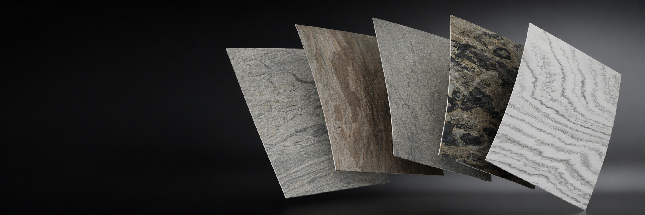 A fan of Zamaratti stone veneer sample sheets