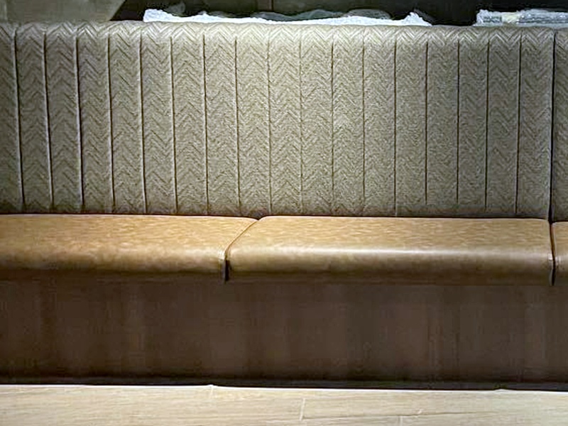 Herringbone fabric banquette seating