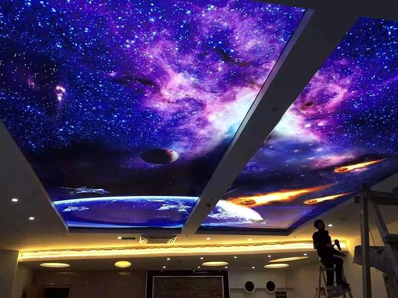 Stretch ceiling installation by Zamaratti