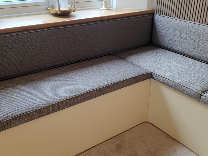 Upholstered window bench banquette seating